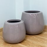 Glossy Grey Round Pots Planter | AUFS013 