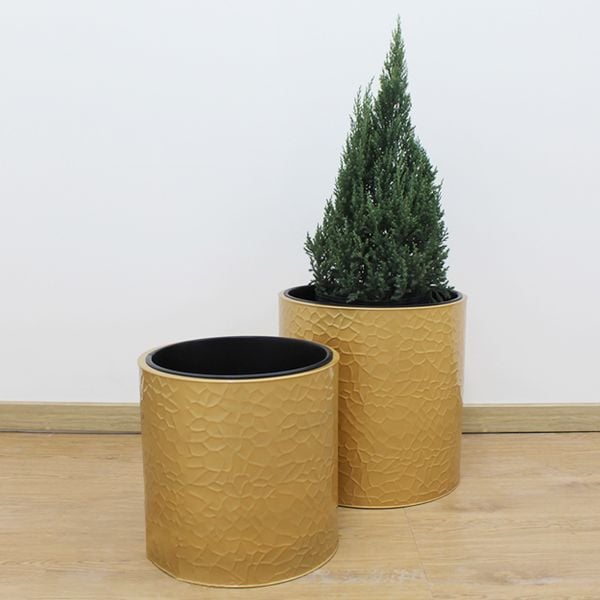 Hammered Gold Cylindrical Planter AUM014 - 1