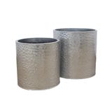  Hammered Silver Cylindrical Planter | AUM013 