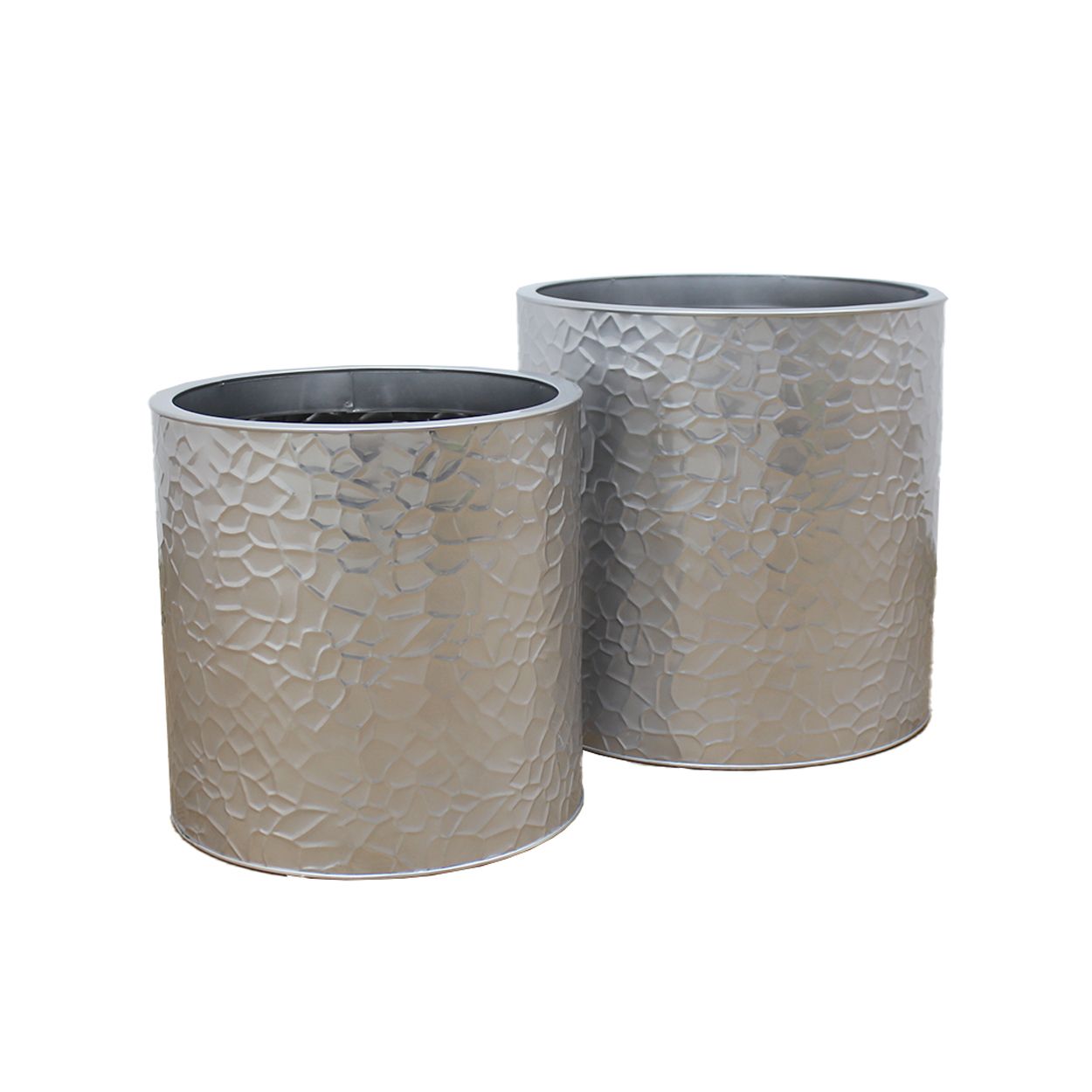  Hammered Silver Cylindrical Planter | AUM013 