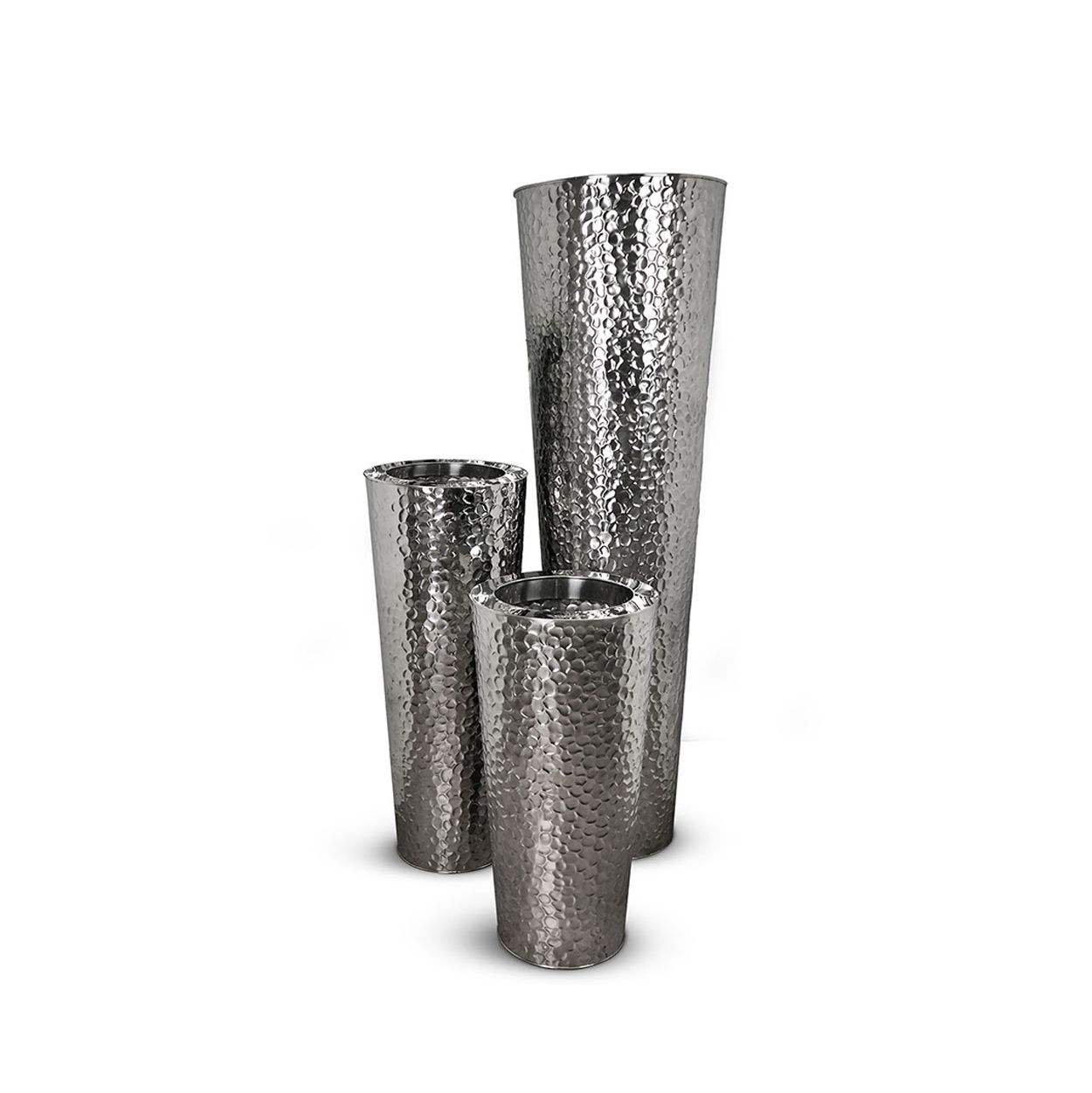  Hammered Silver Finish Modern Planter | AUM008 