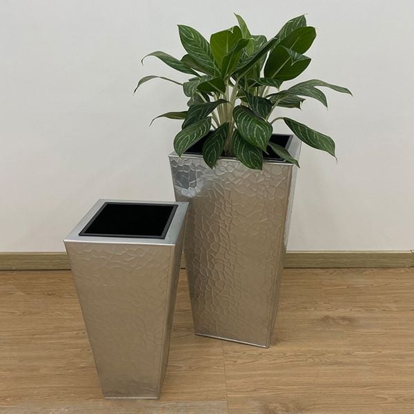 Hammered Silver Rectangular Planter AUM012 - 1