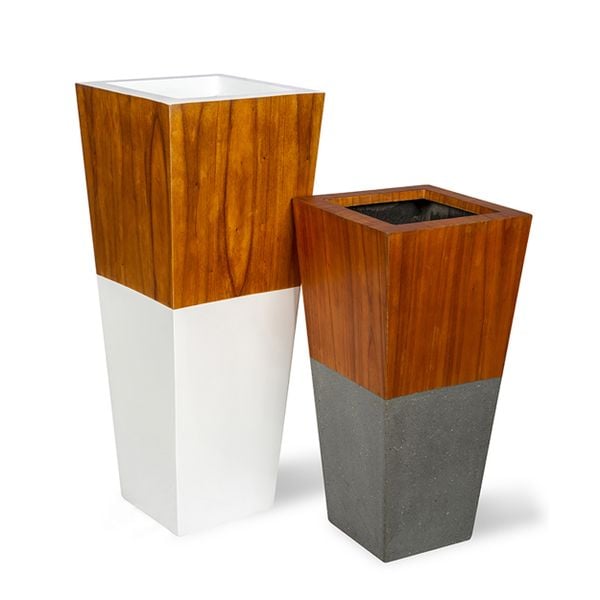 High Tapered Pots Planter With Wood Veneer Surface AUFS053 - 1