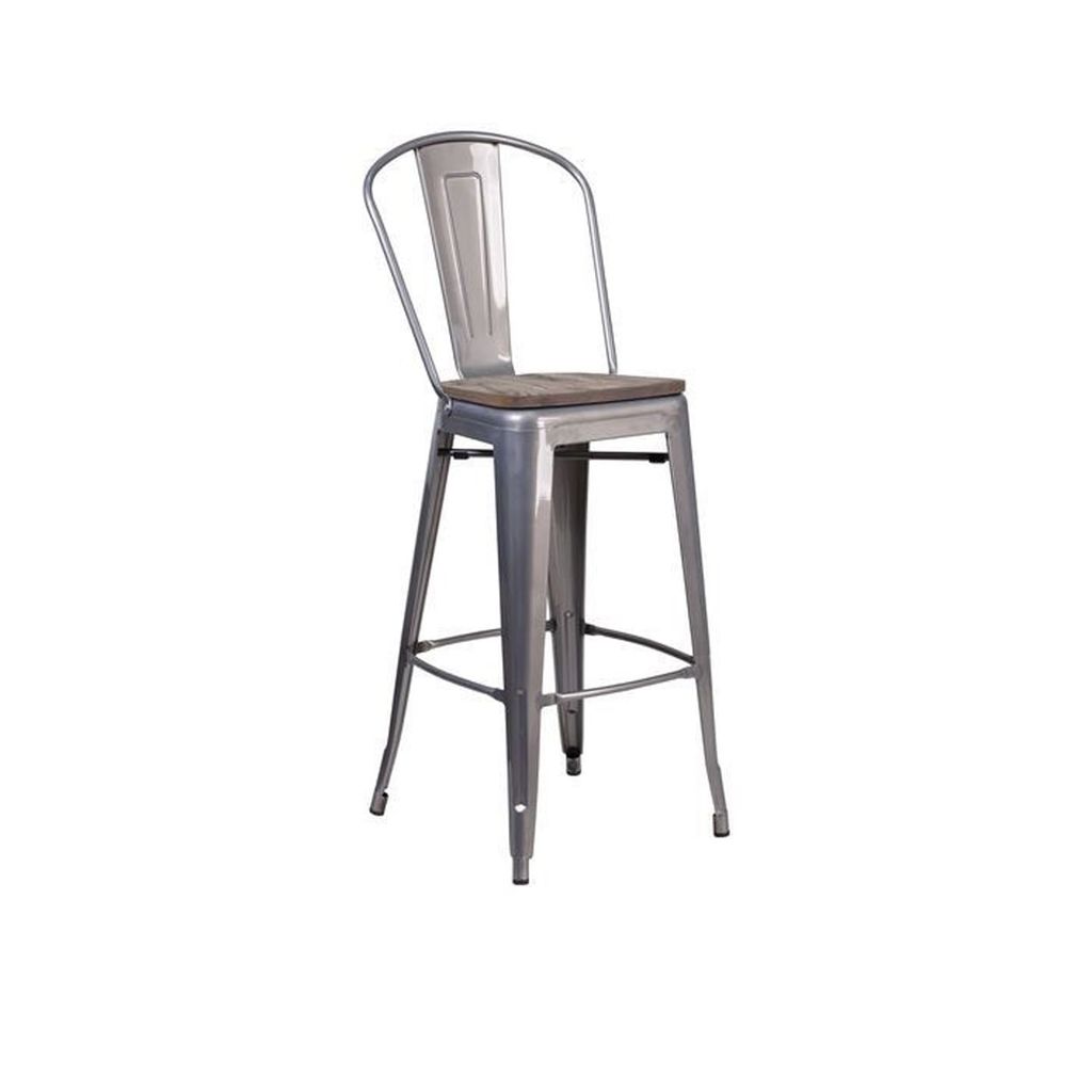  Industrial Bar Stool with Wooden Seat | AUM069 
