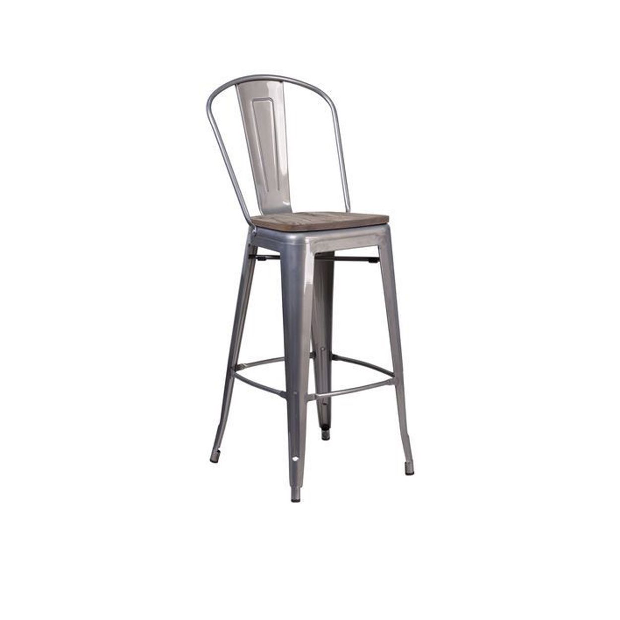  Industrial Bar Stool with Wooden Seat | AUM069 
