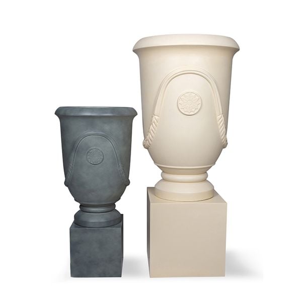 Large Tall Urn Pots Planter With Cube Base AUFS119 - 1