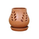  Leaf Cutout Terracotta Planter with Saucer | AUT036 