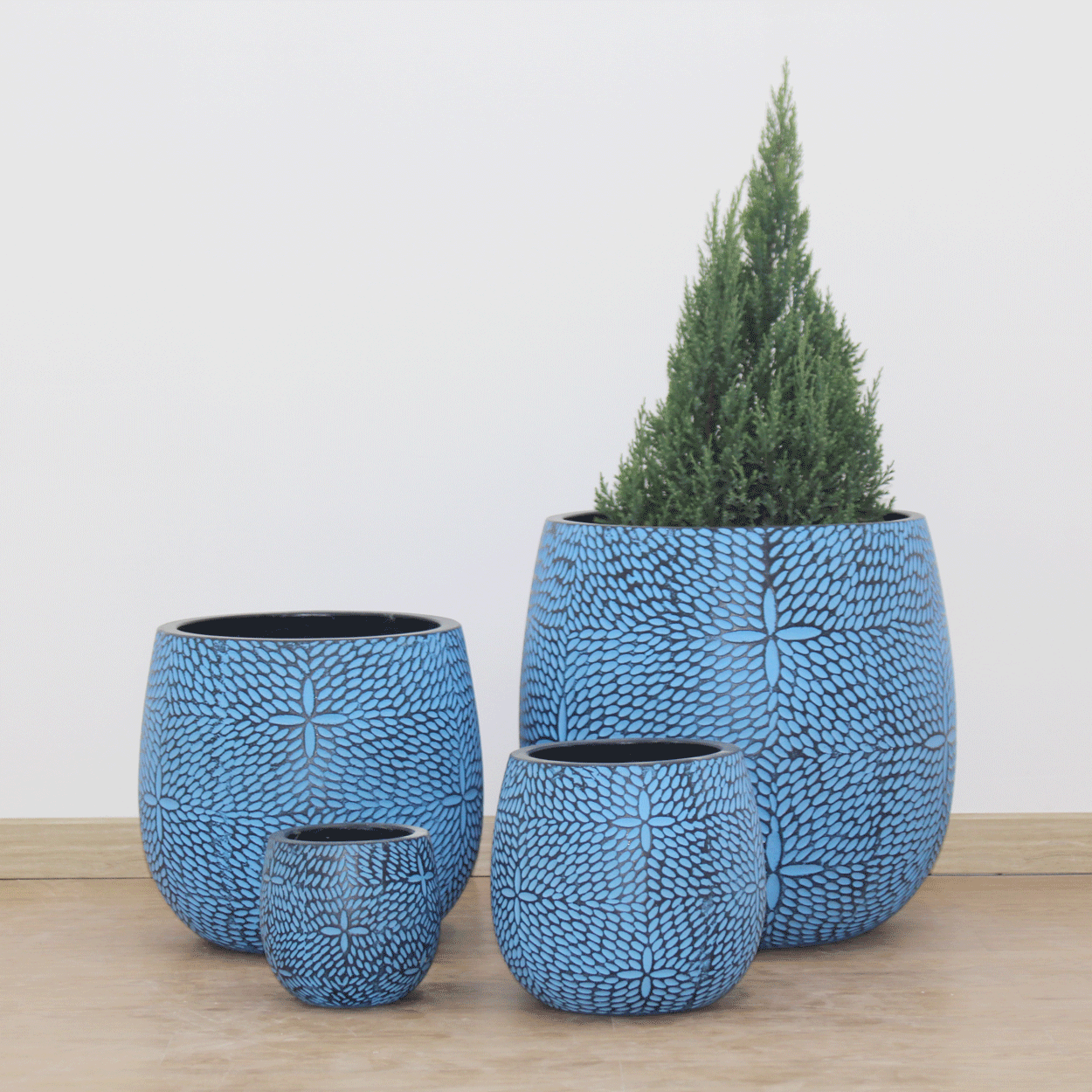  Leaf Texture Round Fibercement Planter | AUFC004 