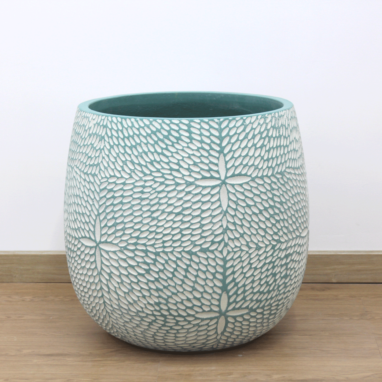  Leaf Texture Round Fibercement Planter | AUFC004 