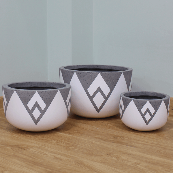 Low Round Lightweight Concrete Planter AUFC017 - 1