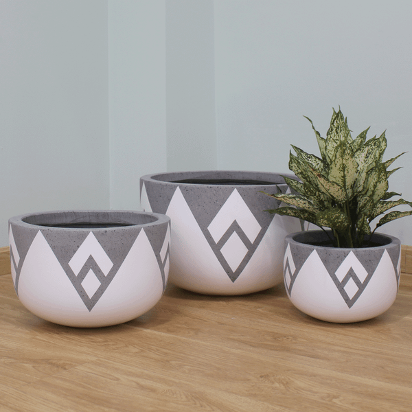 Low Round Lightweight Concrete Planter AUFC017 - 1