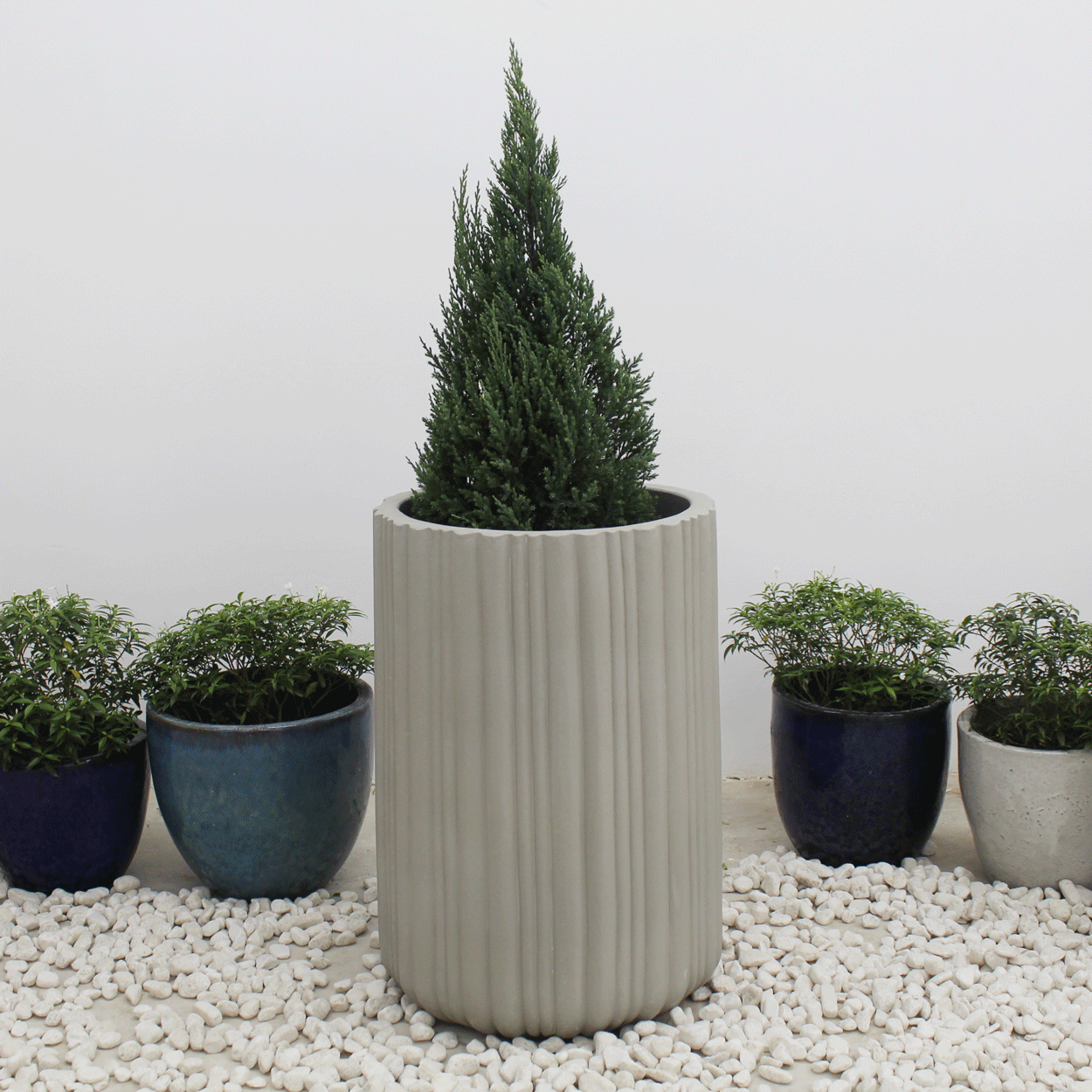  Natural Striped Fibercement Planter | AUFC009 