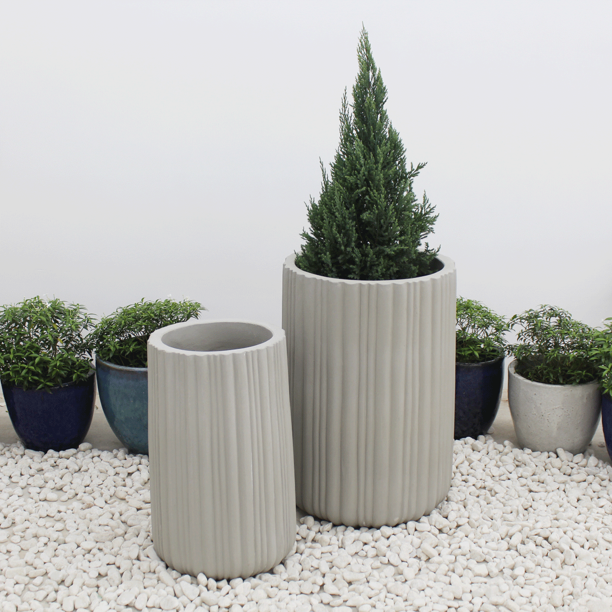  Natural Striped Fibercement Planter | AUFC009 