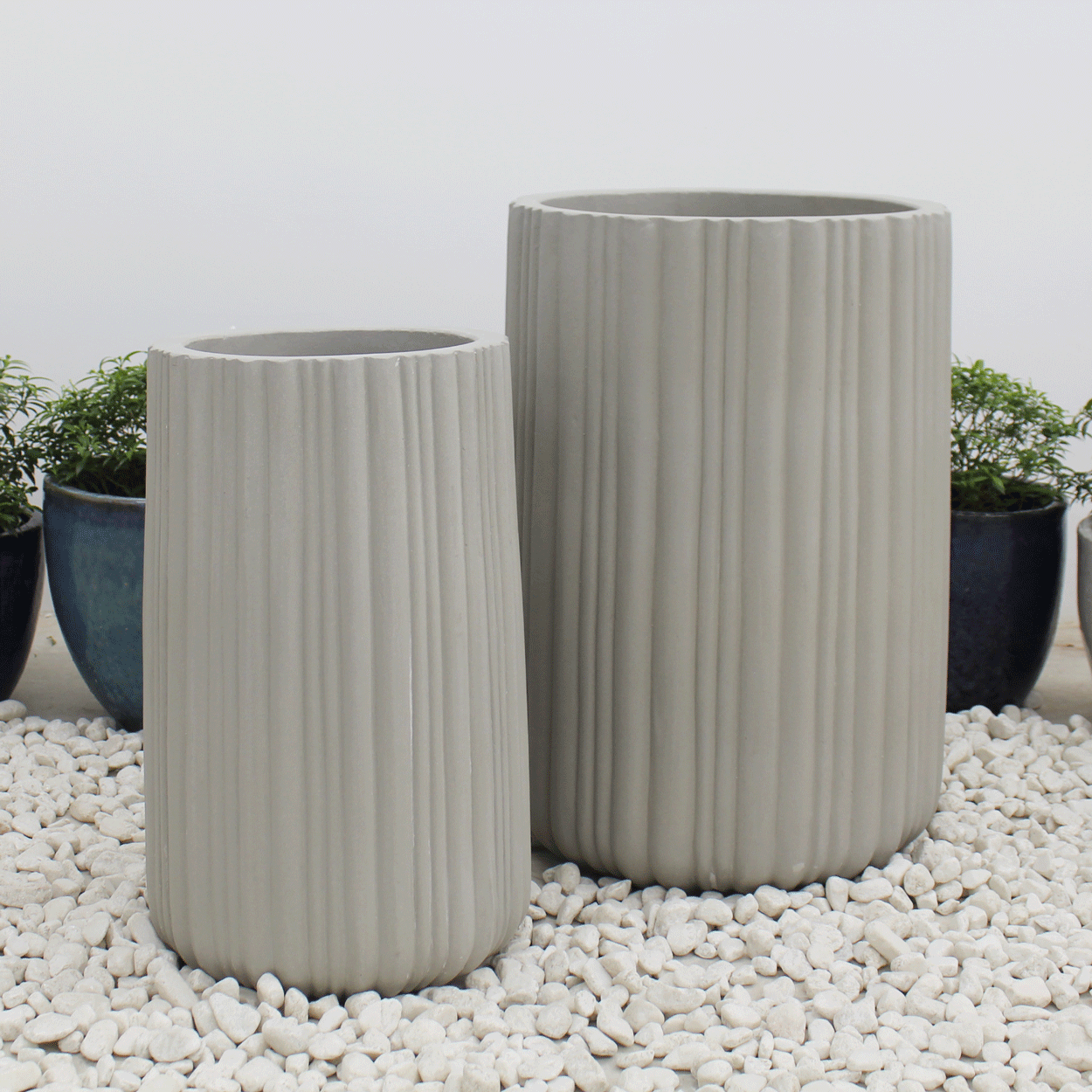  Natural Striped Fibercement Planter | AUFC009 