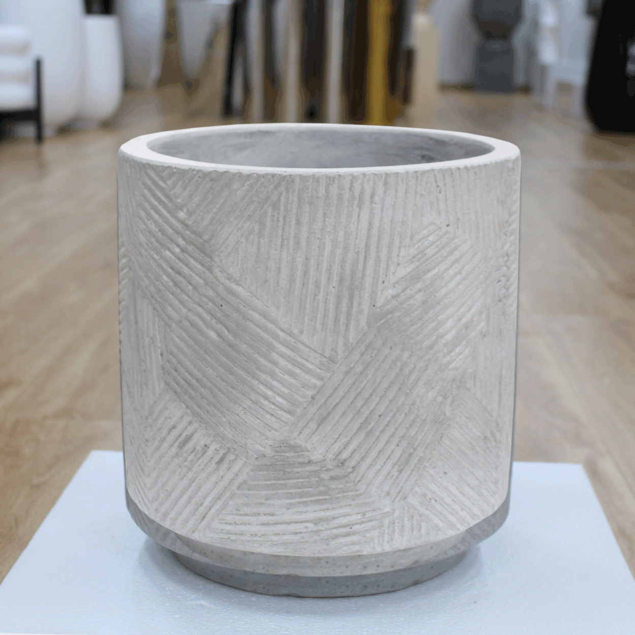  Grey Harmony Decorative Fibercement Planter with Stand | AUFC063 