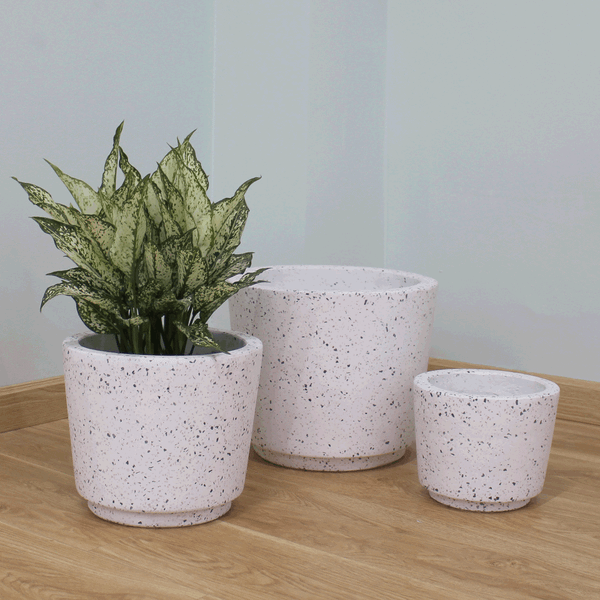 Rough Terrazzo White Fibercement Planter AUFC051 - 1
