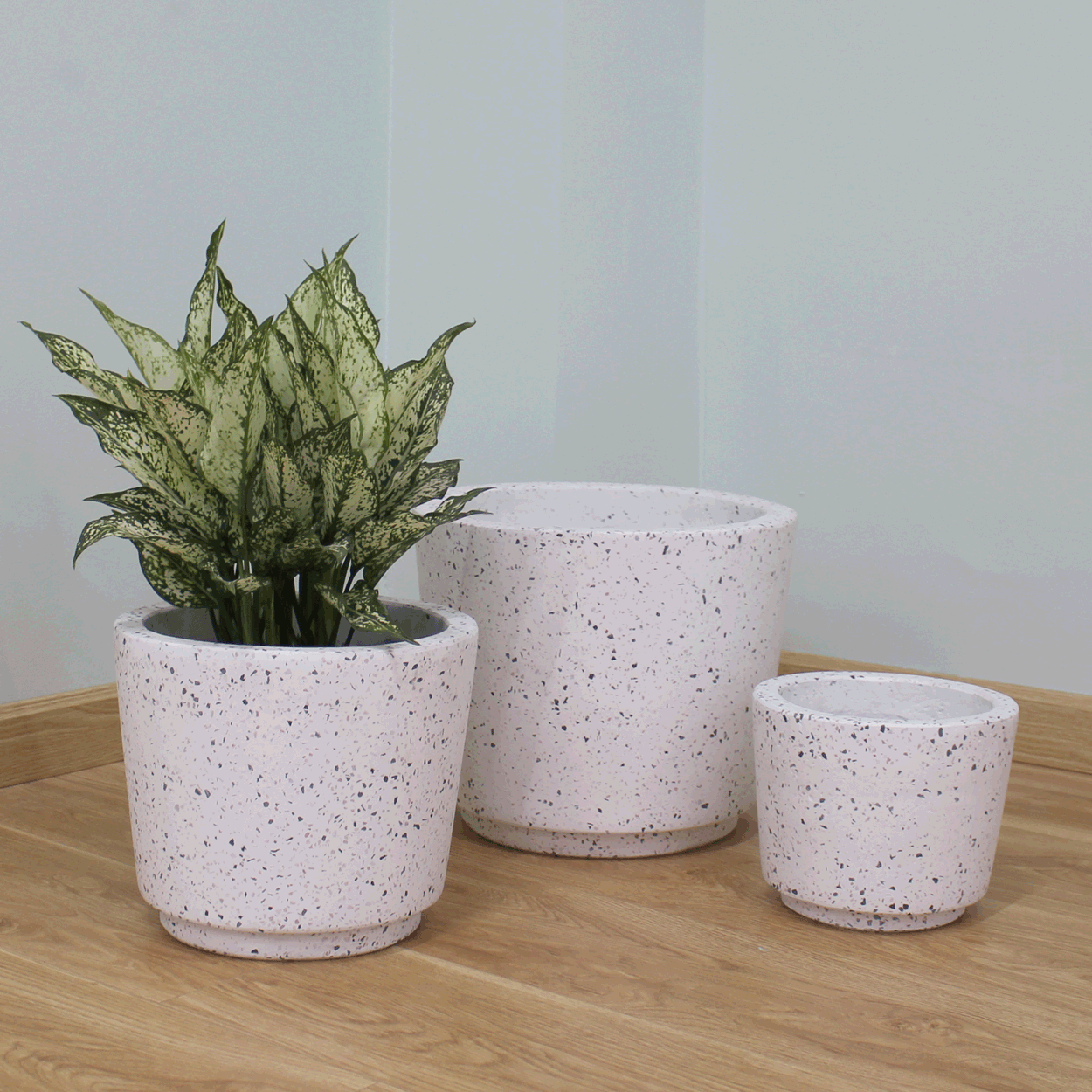  Rough Terrazzo White Fibercement Planter | AUFC051 