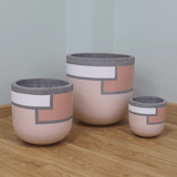  Round Egg Painted Fibercement Planter | AUFC018 