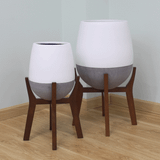  Round Egg Pots Planter With Wood Stand | AUFS111 