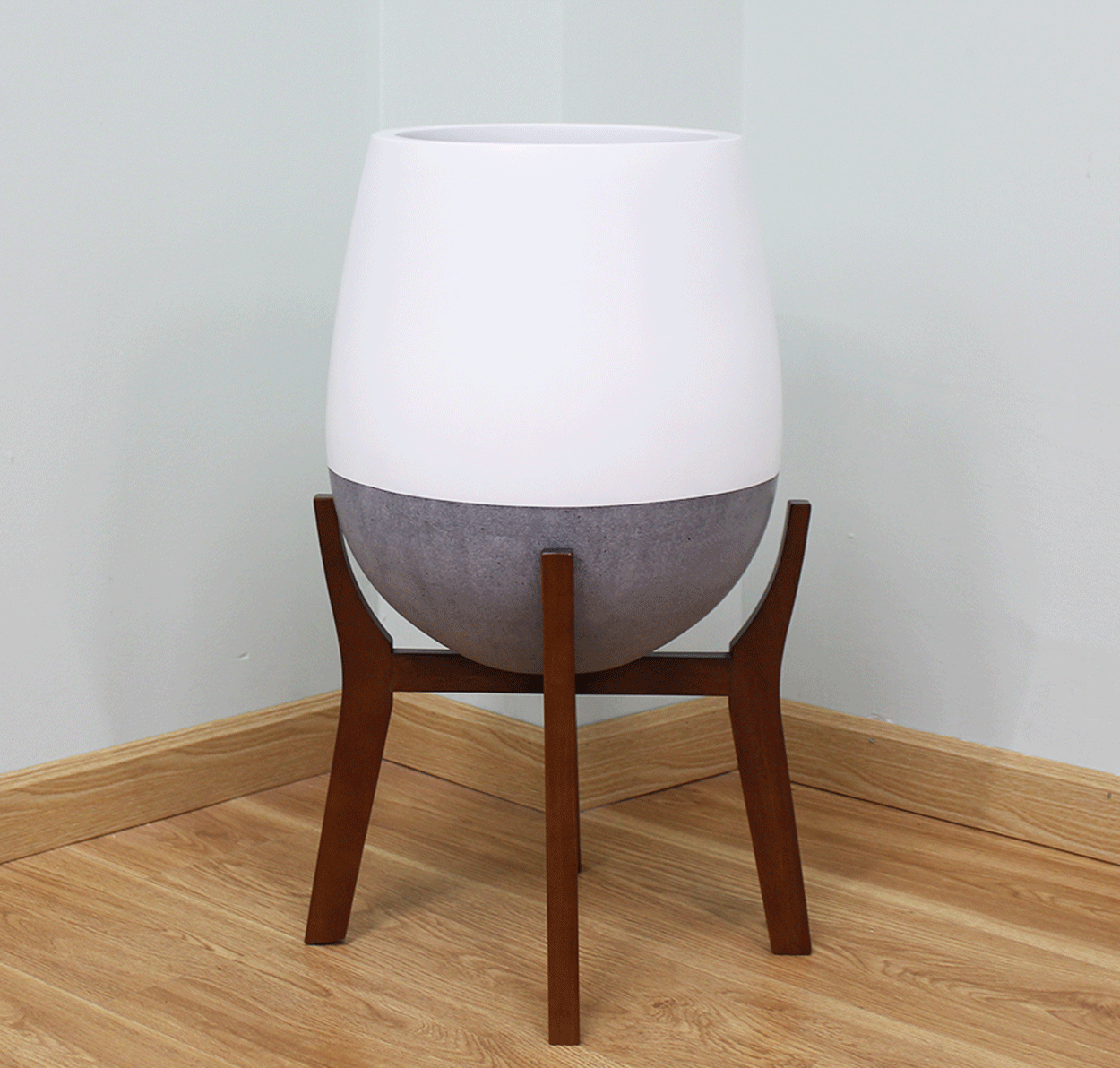  Round Egg Pots Planter With Wood Stand | AUFS111 