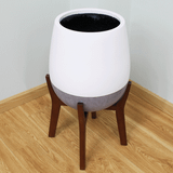  Round Egg Pots Planter With Wood Stand | AUFS111 