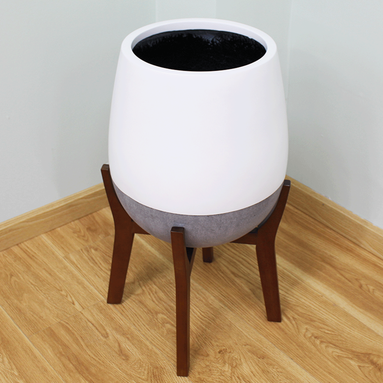  Round Egg Pots Planter With Wood Stand | AUFS111 