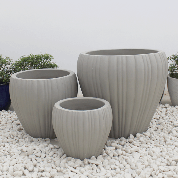 Round Ribbed Fibercement Planter | AUFC006 - 1