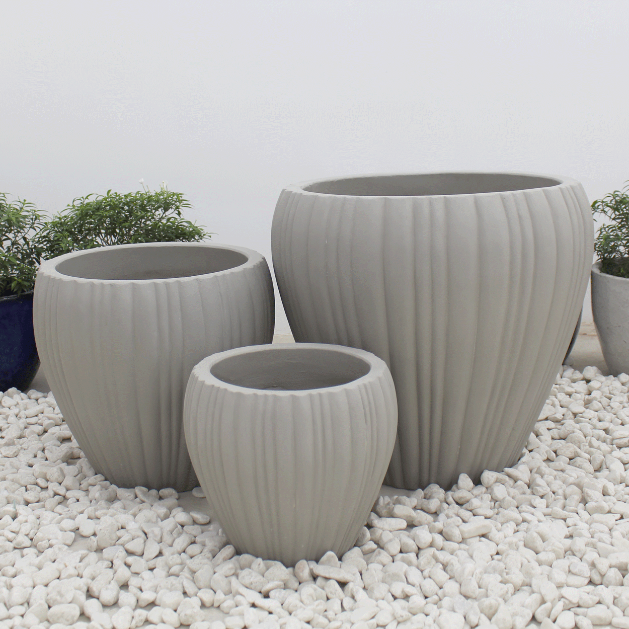  Round Ribbed Fibercement Planter | AUFC006 