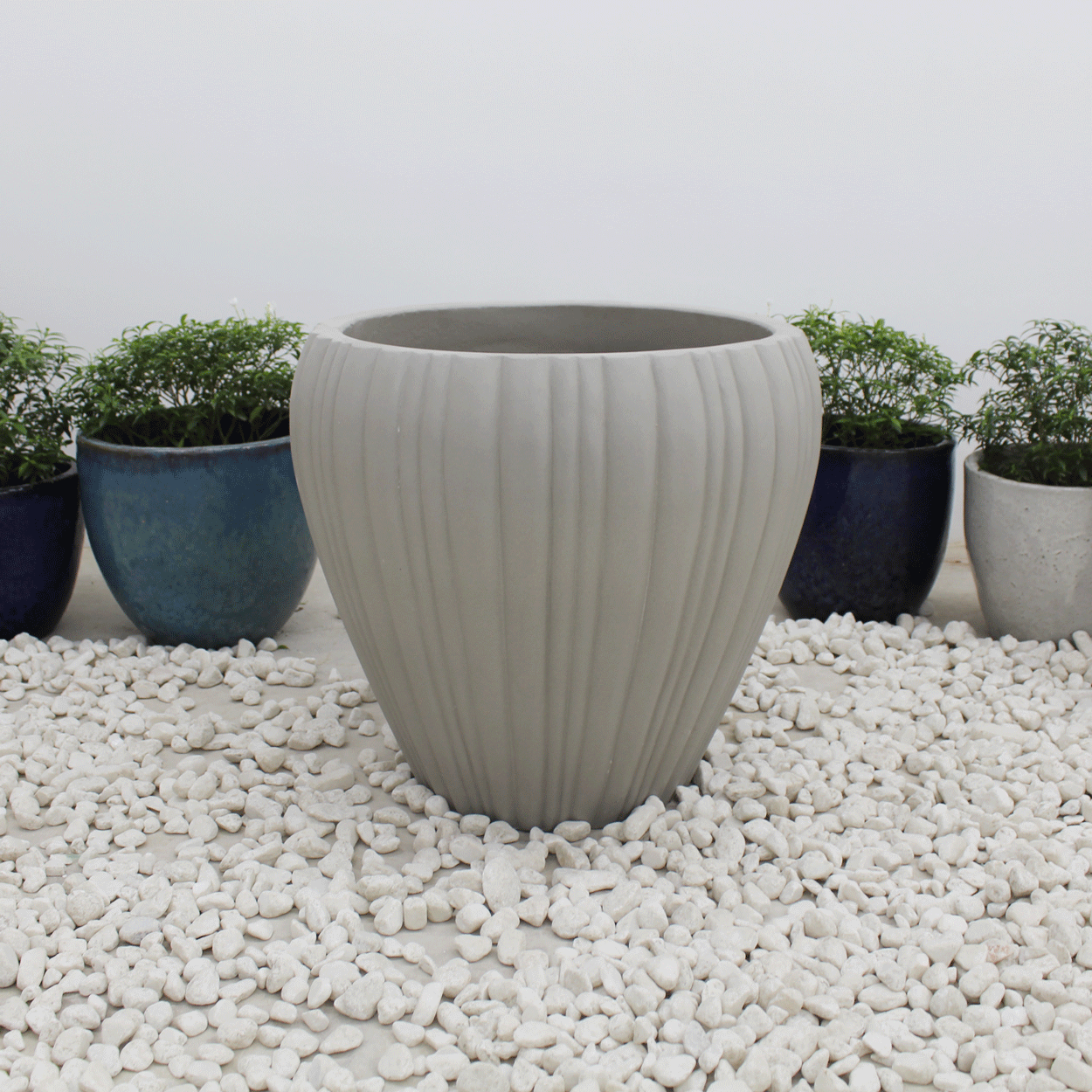  Round Ribbed Fibercement Planter | AUFC006 