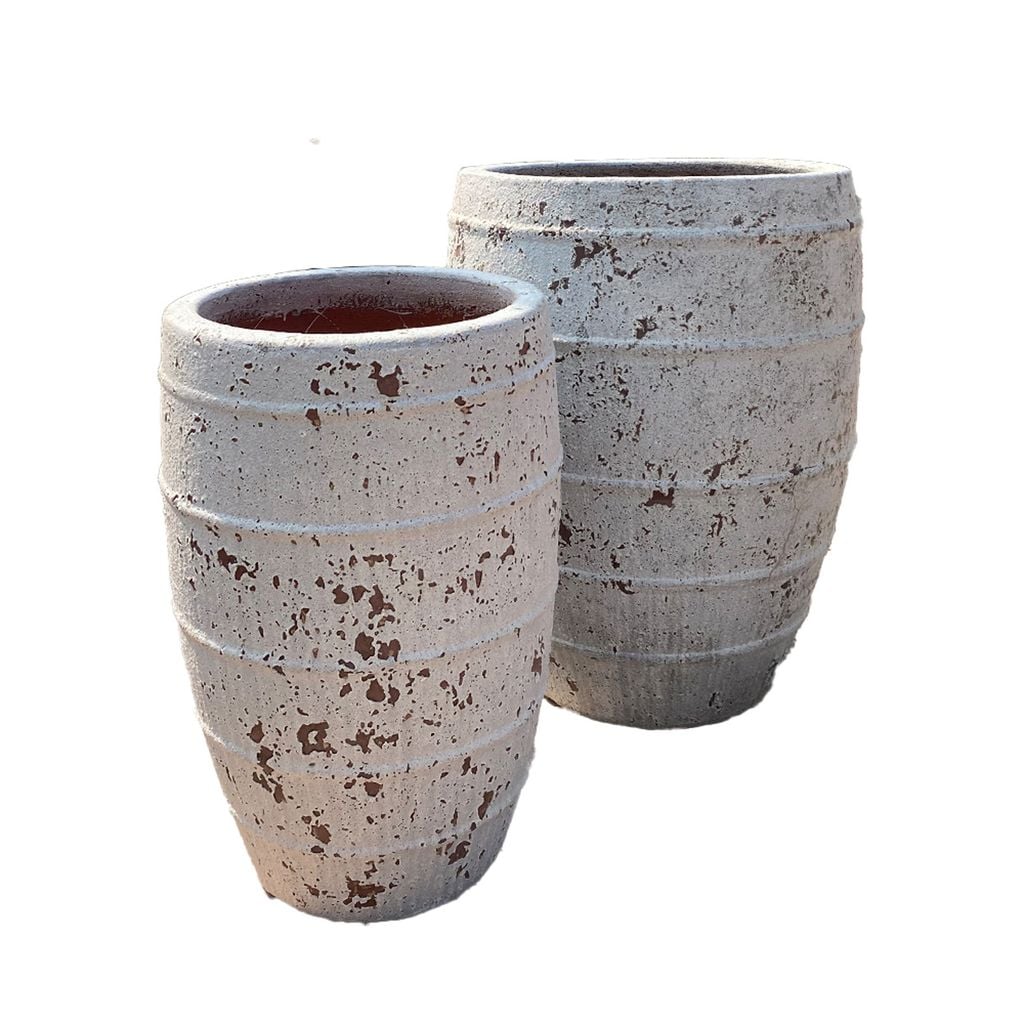  Rustic Ceramic Barrel Planter | AUV020 