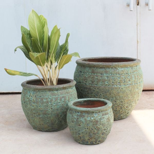 Rustic Glazed Ceramic Planter AUP027 - 1