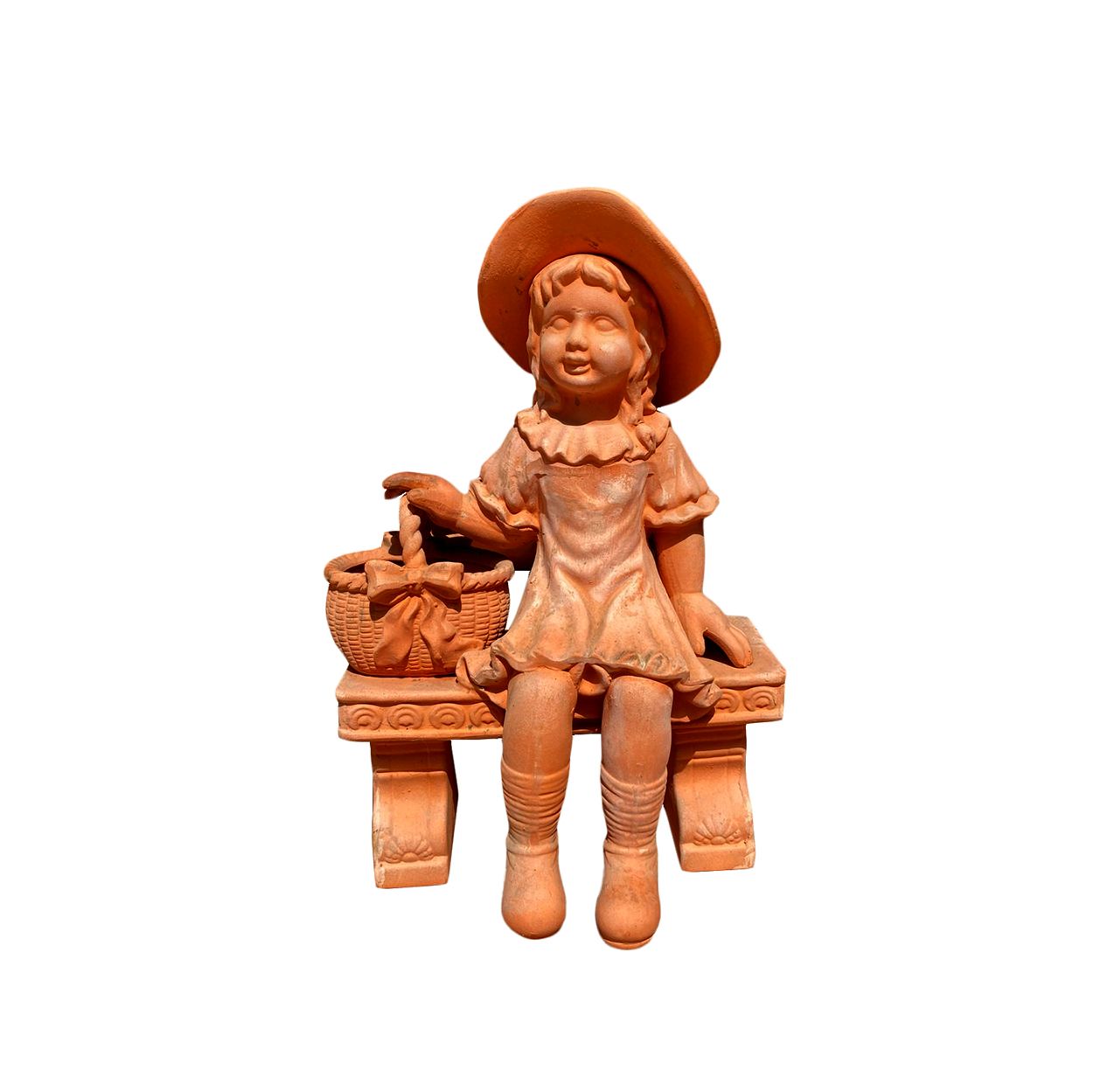  Terracotta Girl with Basket Garden Statue | AUT061 