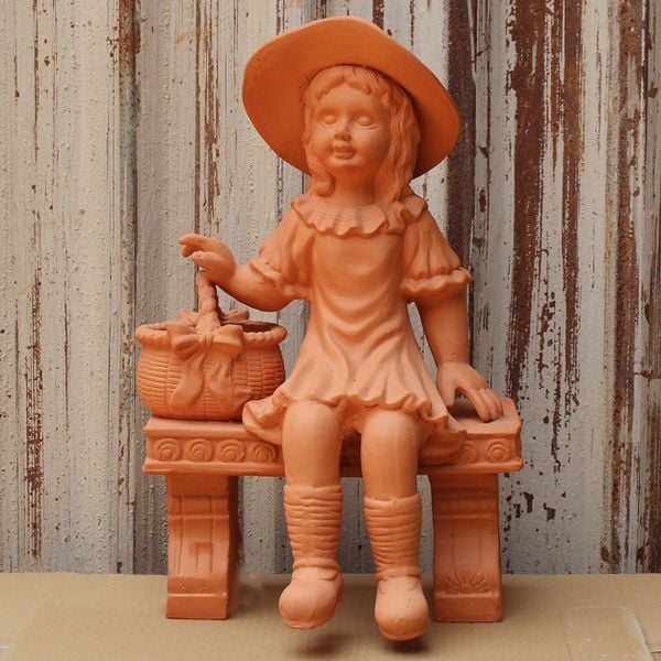 Terracotta Girl with Basket Garden Statue AUT061 - 1