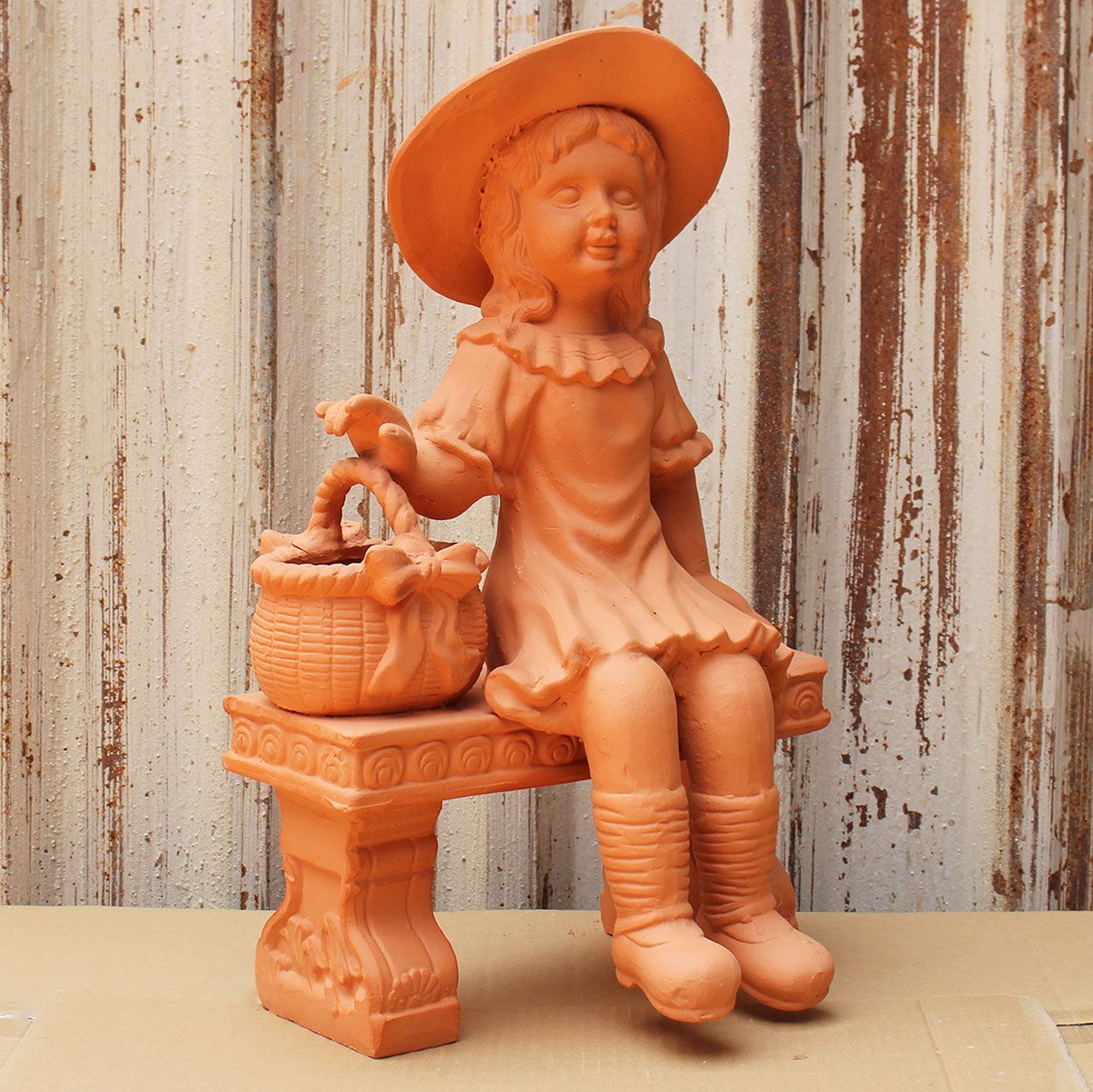  Terracotta Girl with Basket Garden Statue | AUT061 