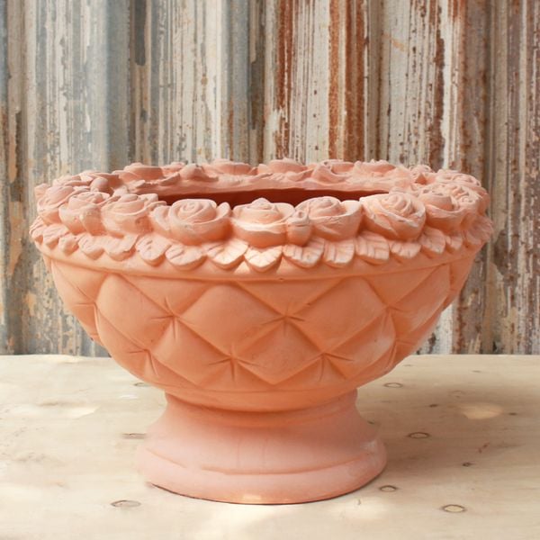 Terracotta Rose-Trimmed Garden Planter AUT080 - 1