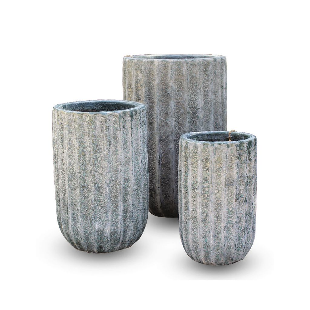  Textured Ceramic Ribbed Planter | AUV025 