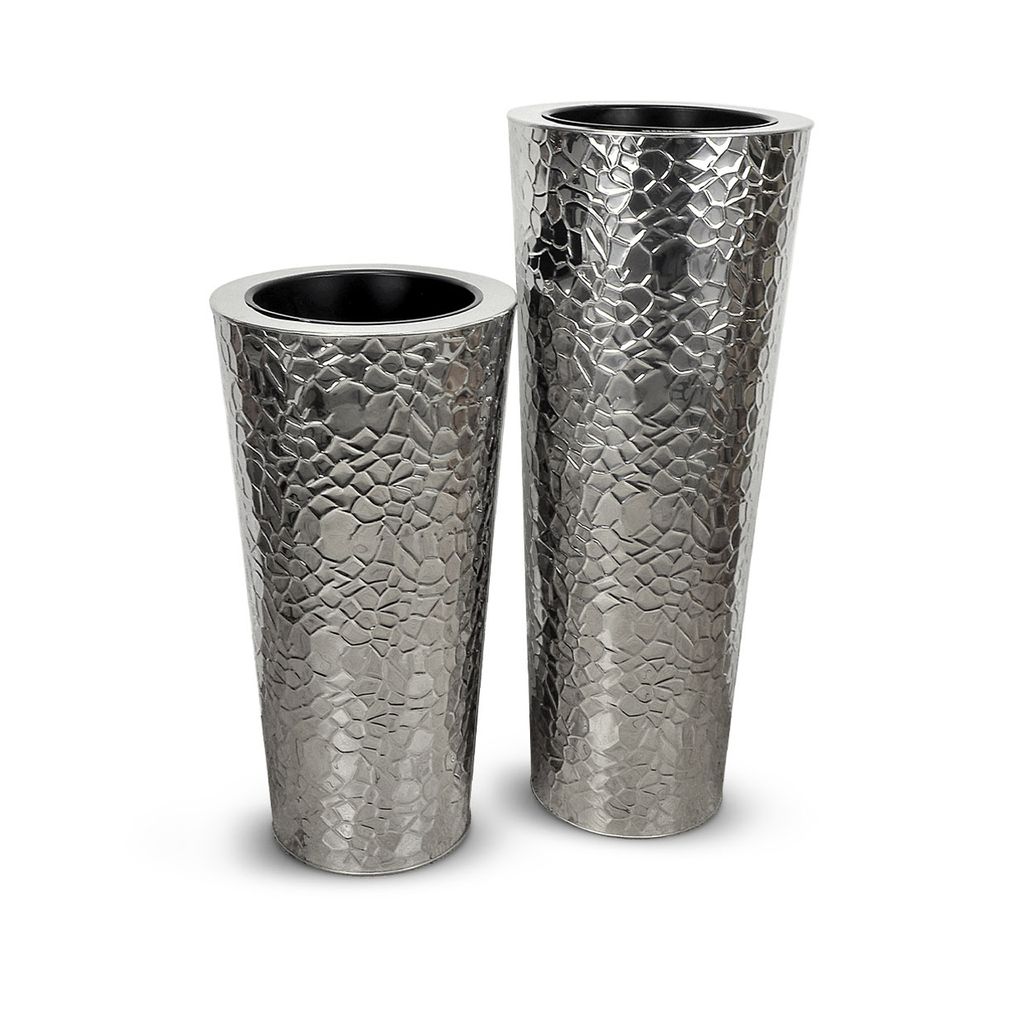  Textured Silver Hammered Metal Planter | AUM003 
