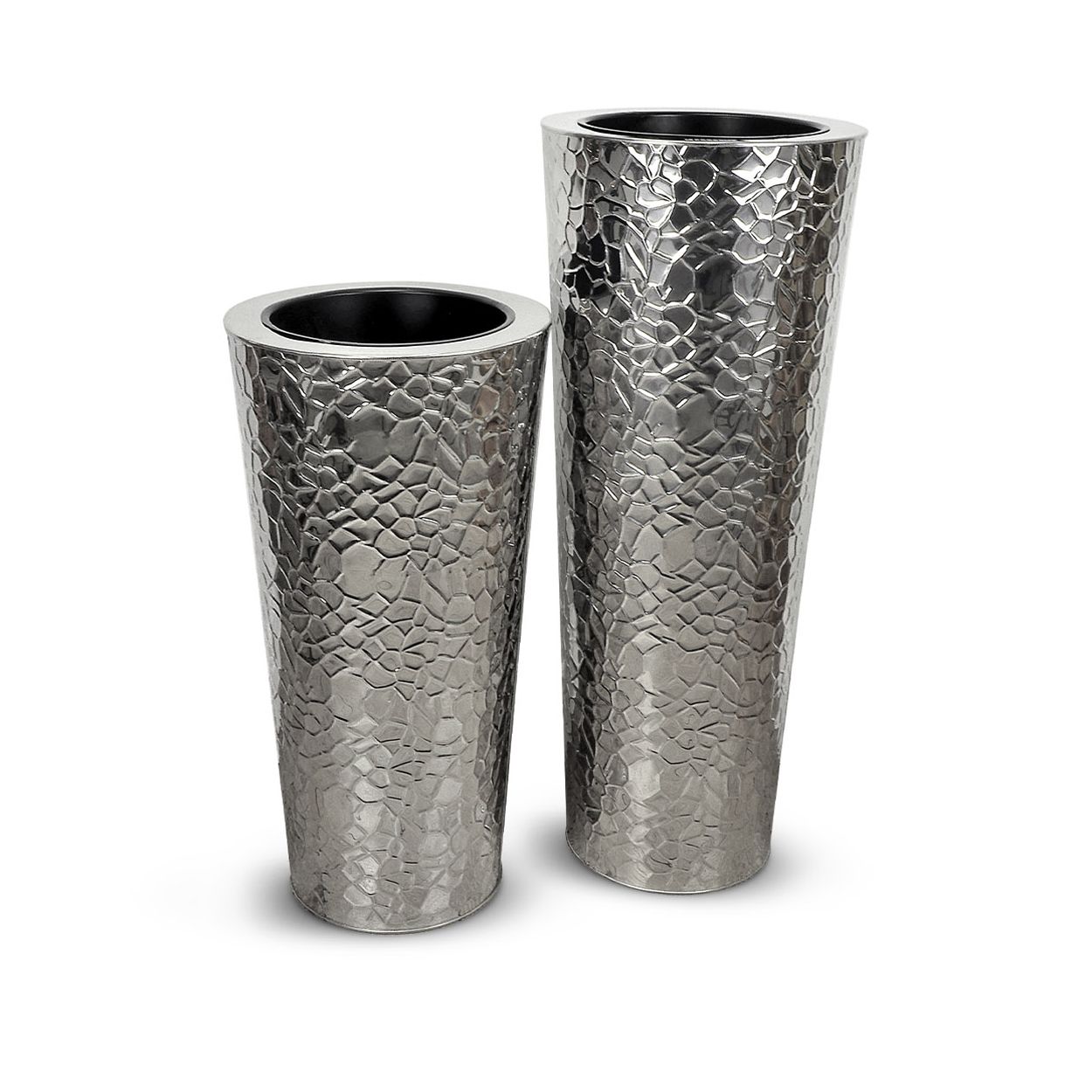  Textured Silver Hammered Metal Planter | AUM003 