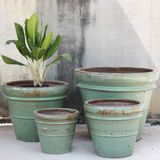  Vintage Green Ceramic Planter | AUP022 