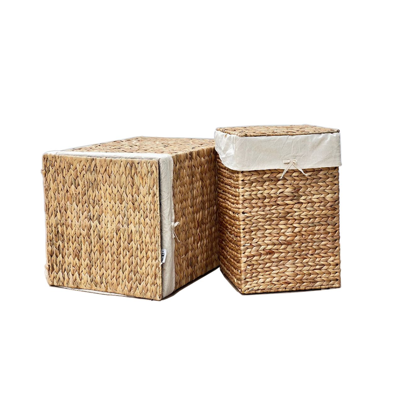  Water Hyacinth Storage Basket Set with Cloth Lids | AUW022 