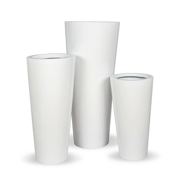 White Round Trapedzoid Pots Planter AUFS043 - 1