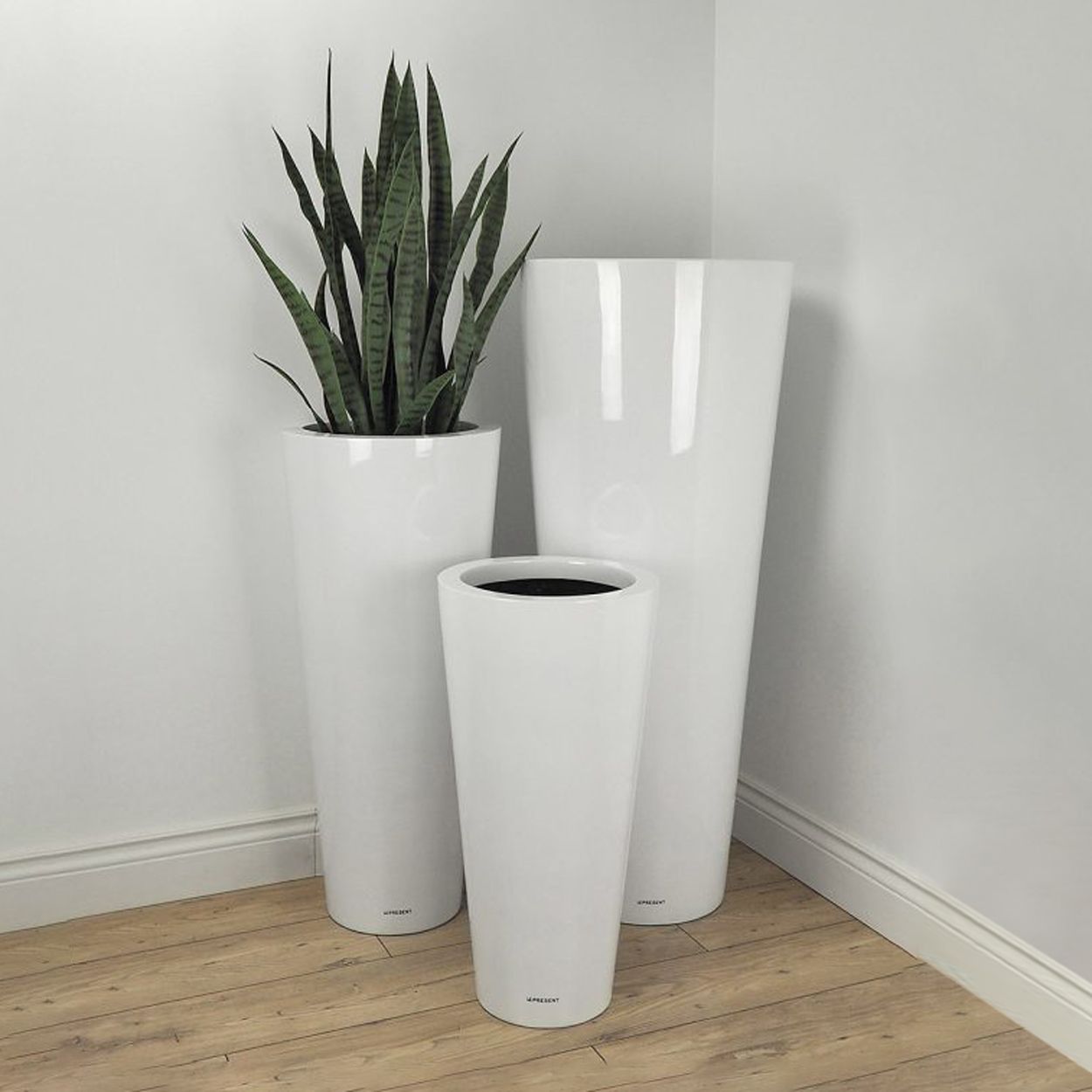  White Round Trapedzoid Pots Planter | AUFS043 