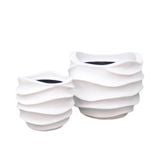  White Round With Wavy Pattern Pots Planter | AUFS109 
