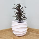  White Round With Wavy Pattern Pots Planter | AUFS109 
