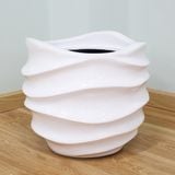  White Round With Wavy Pattern Pots Planter | AUFS109 