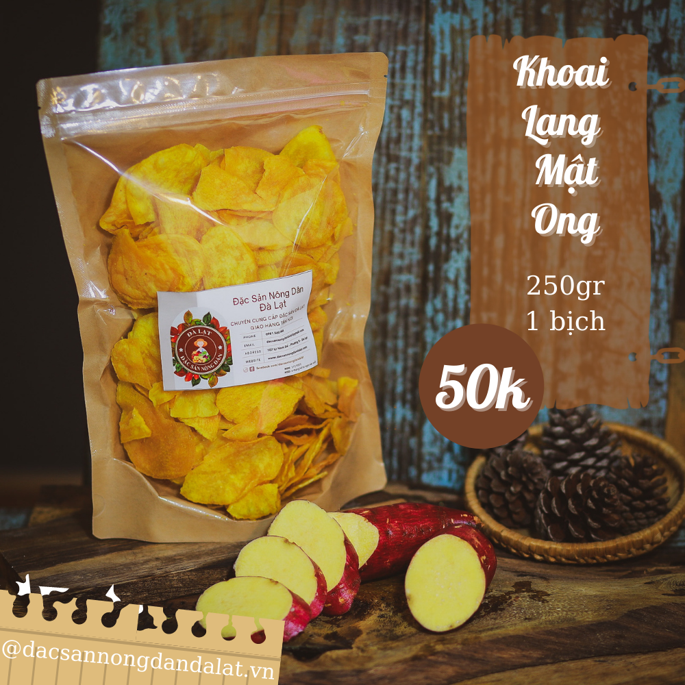  Khoai Lang Mật Ong, 250 gram, túi Zip giấy 