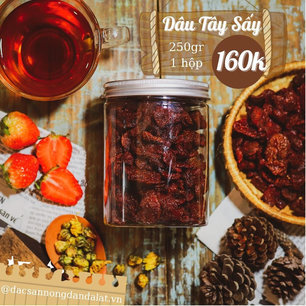  Dâu Tây Sấy, 250 gram, hộp nhựa tiện dụng 