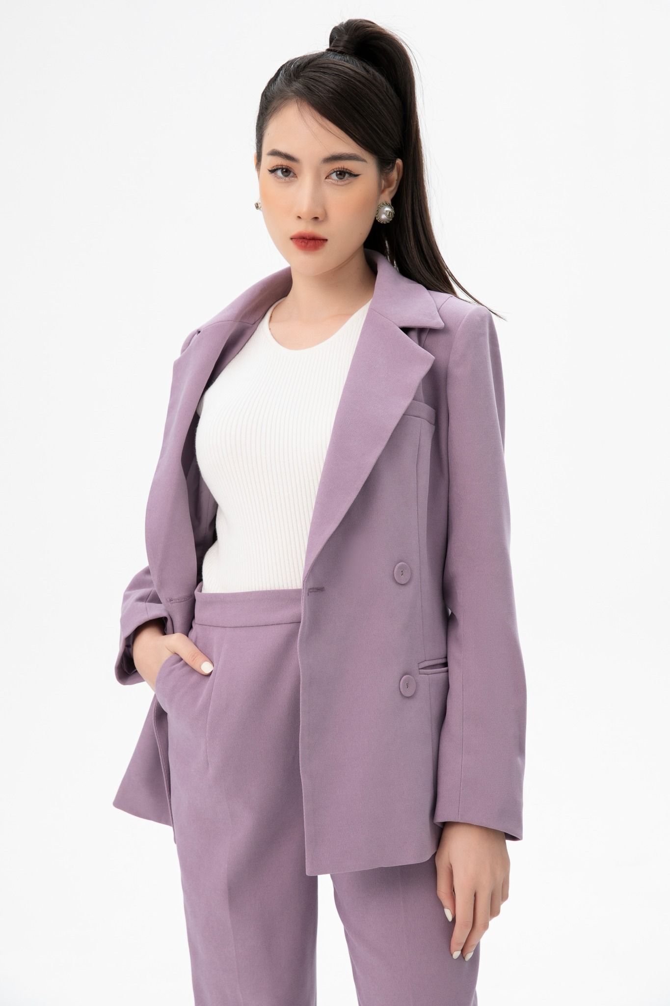 Bộ Vest Nam Màu Tím Mận KH186