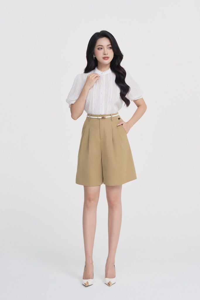 SƠ MI TRẮNG PHỐI ĐĂNG TEN SM00432