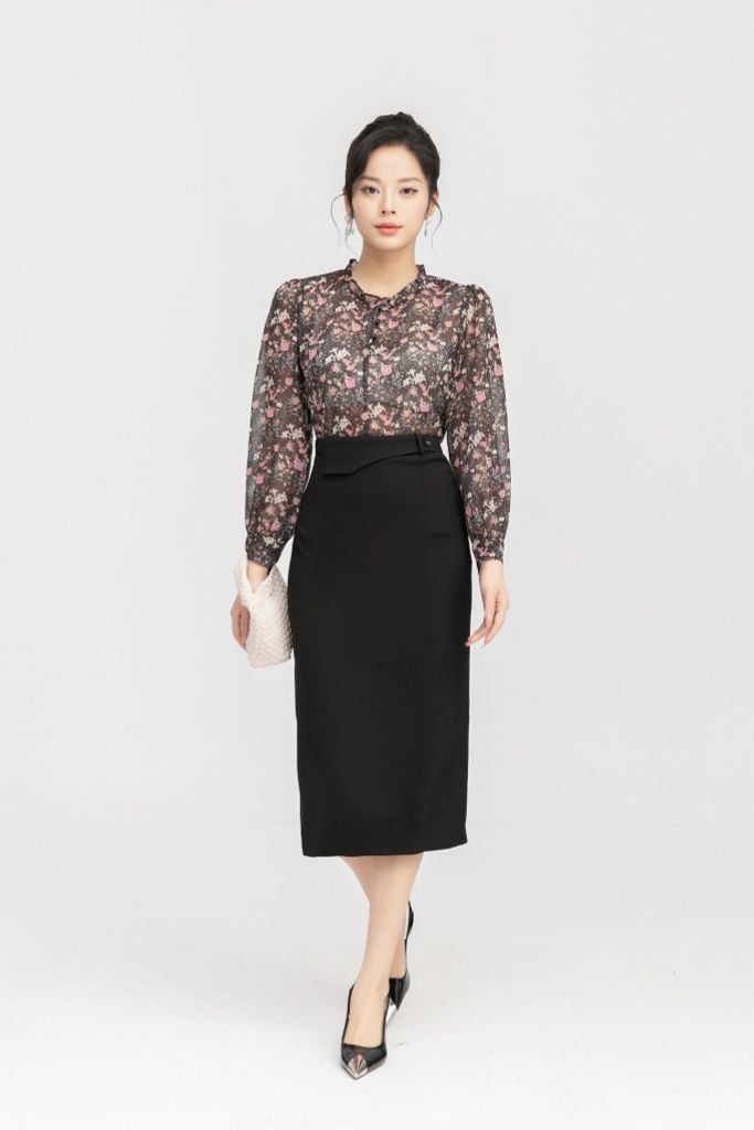 ÁO SƠ MI HOA CỔ BÈO SM41932